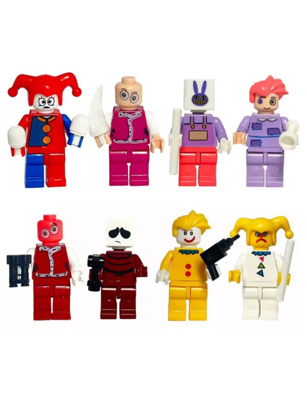 Set of 8 LEGO-Compatible Creepy/Carnival Style Mini Figures – New